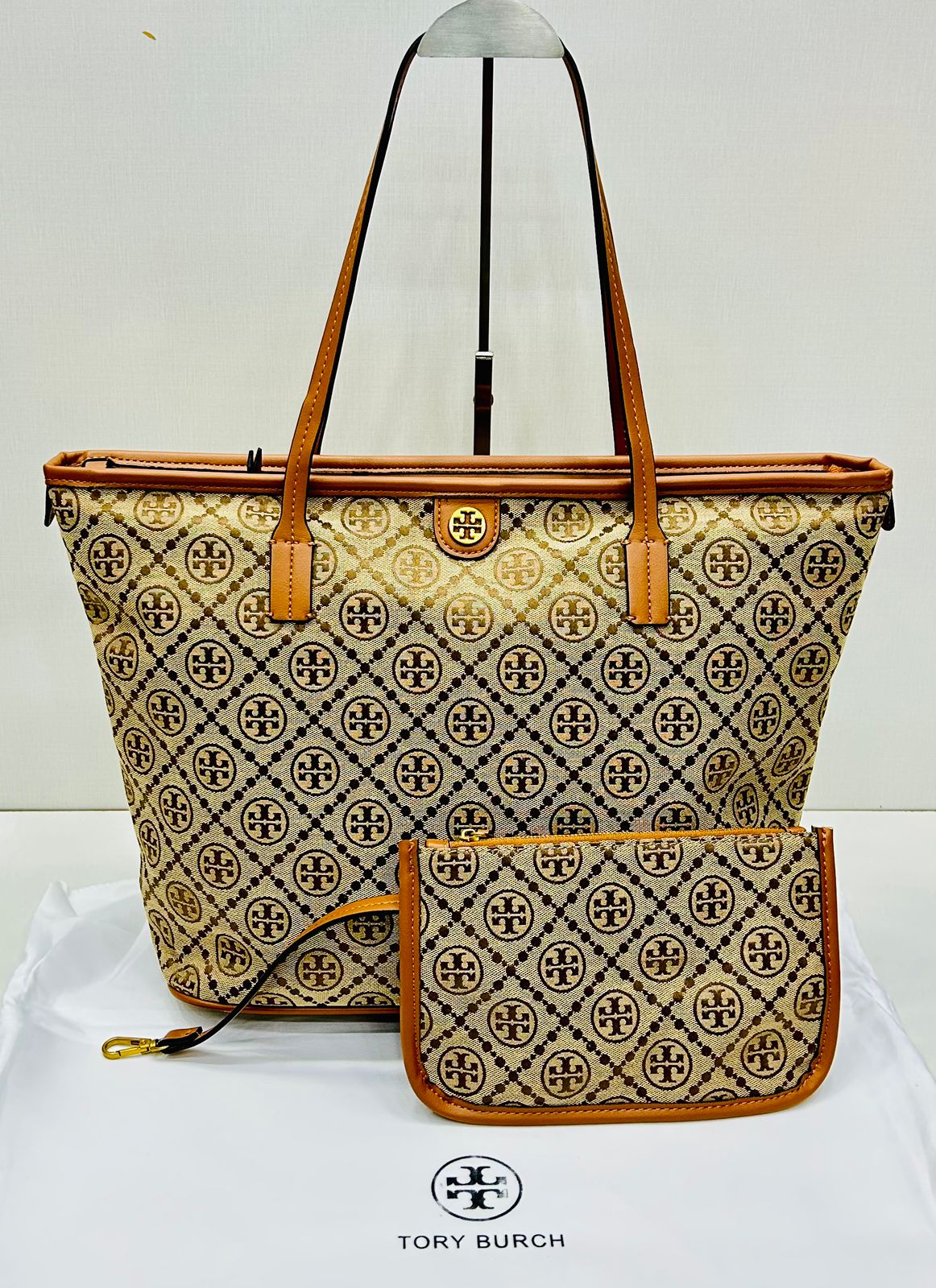 Tory Burch Monogram Tote Bag with Pouch