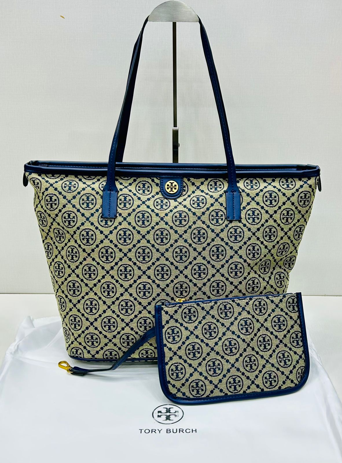 Tory Burch Monogram Tote Bag with Pouch