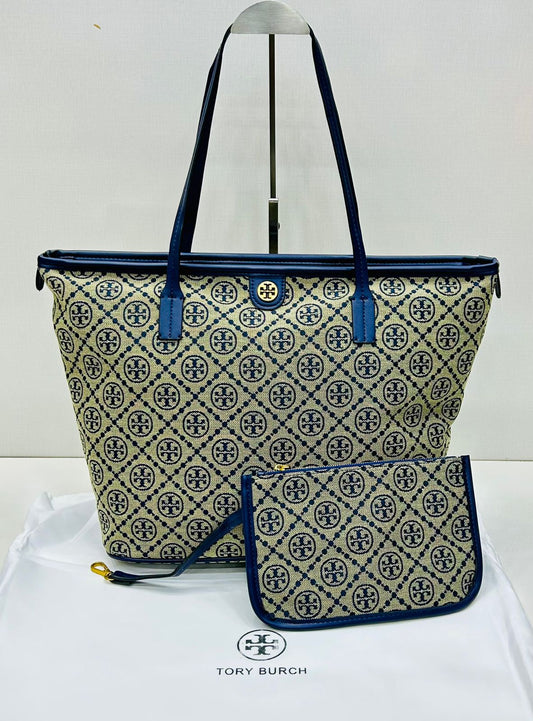 Tory Burch Monogram Tote Bag with Pouch