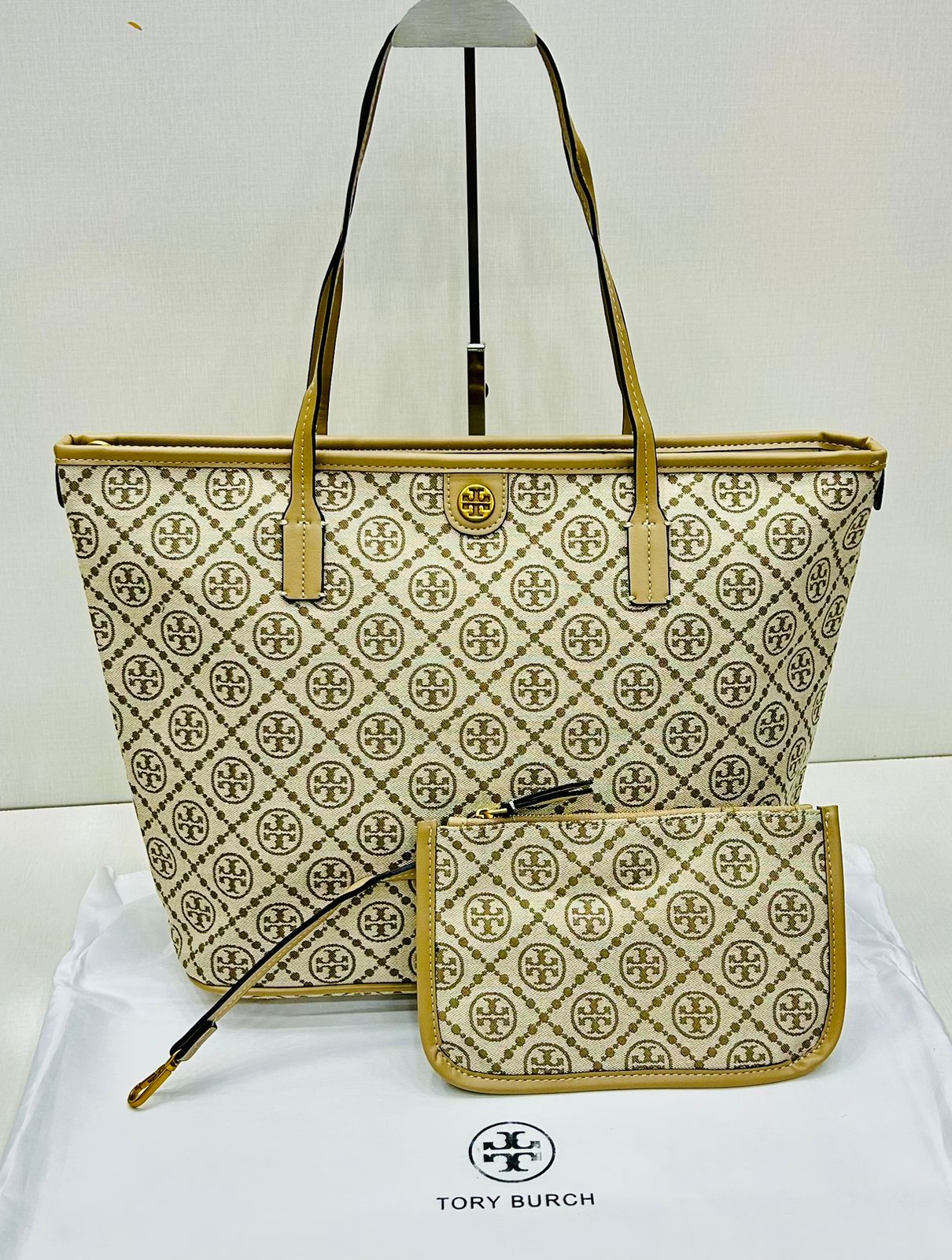 Tory Burch Monogram Tote Bag with Pouch